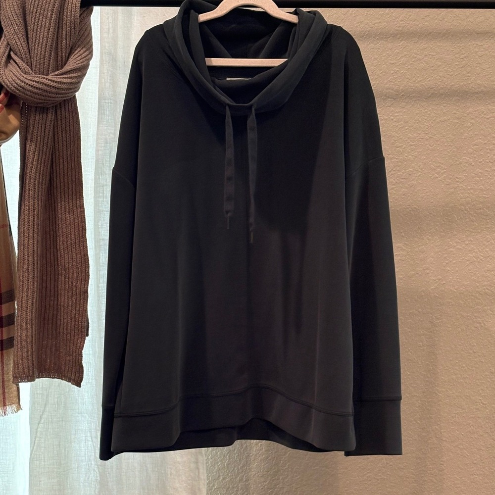 Cable & Gauge Studio Womens Large Gray Cowl Neck Hoodie Sweatshirt Pullover L